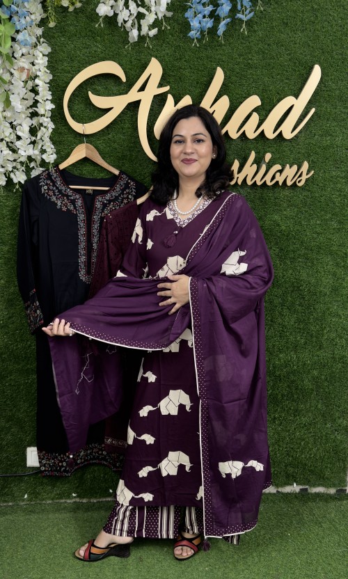 Premium Rayon Cotton Regular Style Suit with Plazo Pant and Pure Cotton Dupatta - Wine