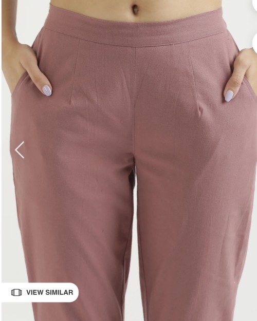 Cotton Trousers - Regular Fits - Rose Pink