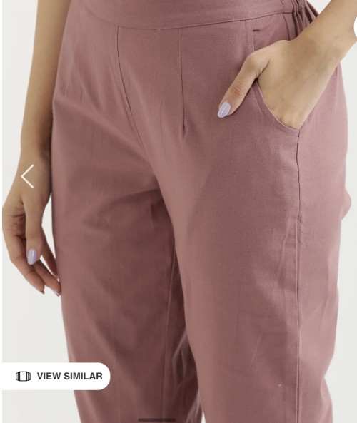 Cotton Trousers - Regular Fits - Rose Pink