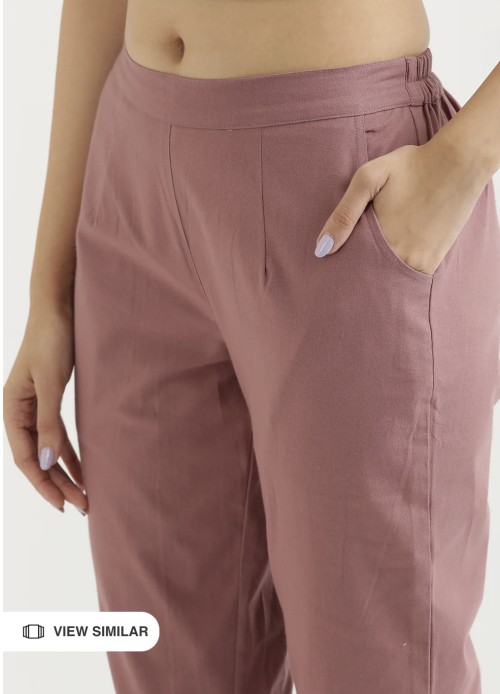 Cotton Trousers - Regular Fits - Rose Pink