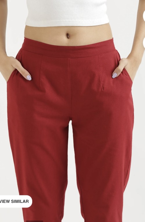 Cotton Trousers - Regular Fits - Maroon