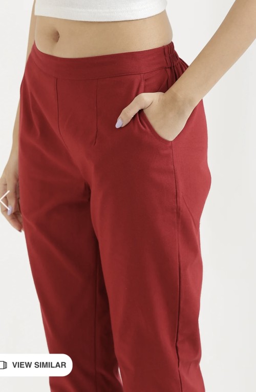 Cotton Trousers - Regular Fits - Maroon