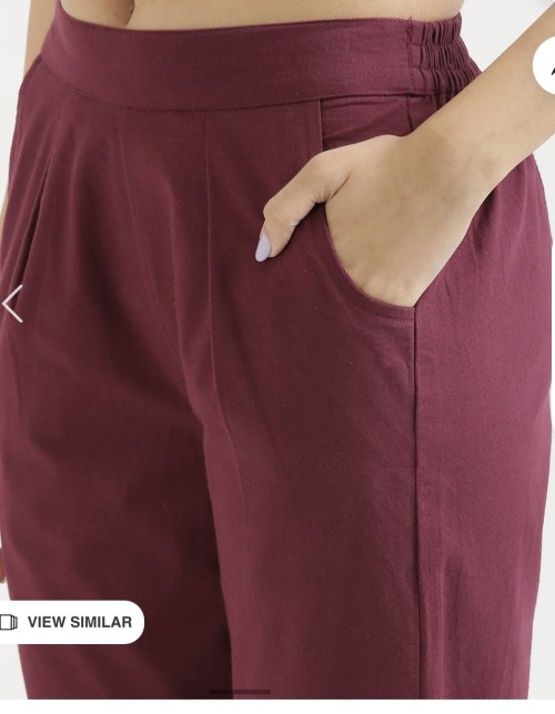 Cotton Trousers - Regular Fits - Wine