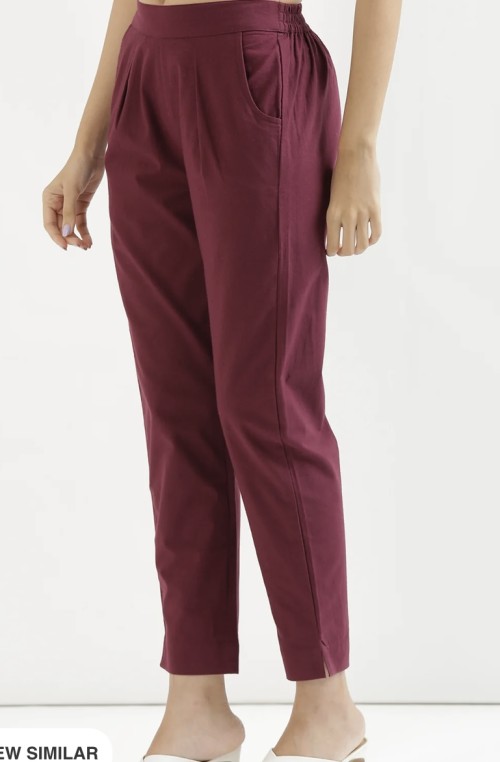 Cotton Trousers - Regular Fits - Wine