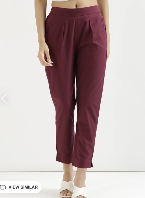 Cotton Trousers - Regular Fits - Wine