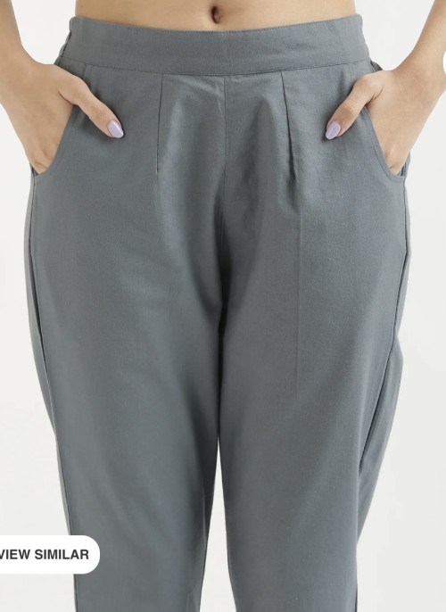 Cotton Trousers - Regular Fits - Slate Grey