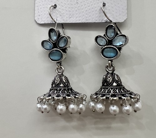 Anhad's Celestial Drops - Oxidized Ear hangings