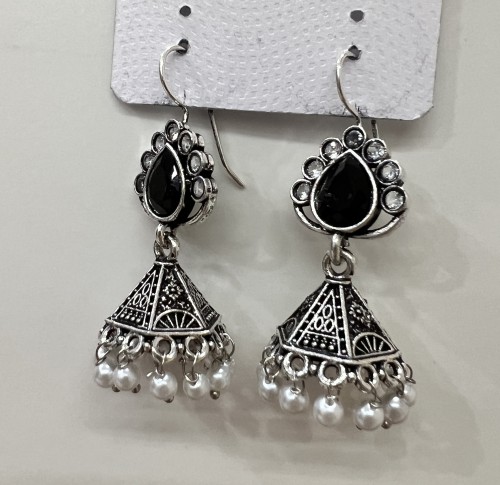 Anhad's Celestial Drops - Oxidized Ear hangings