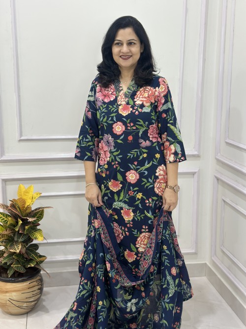 Traditional Function Wear Readymade Suit Collection Sherpa Blue Pure Cotton Pant Straight main image 0