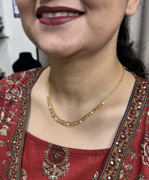 Anhad's The Handcrafted Gold Replica Drop Chain - Design-33 White Pearl ...